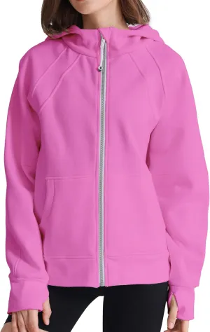 Womens Fleece Lined Half Zip Pullover Cotton Winter Warm Scuba Sweatshirt for Women with Thumbhole Pocket