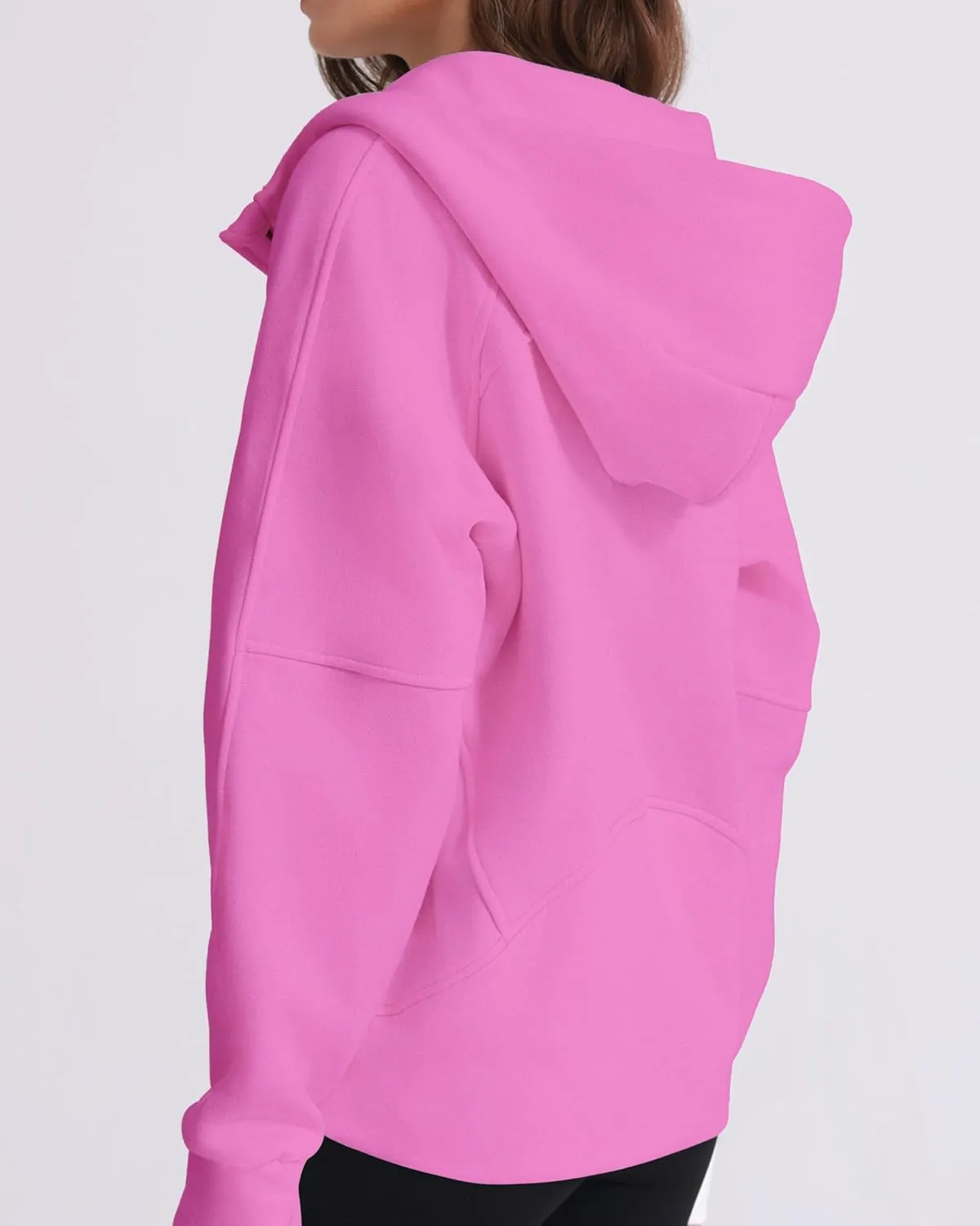 Womens Fleece Lined Half Zip Pullover Cotton Winter Warm Scuba Sweatshirt for Women with Thumbhole Pocket