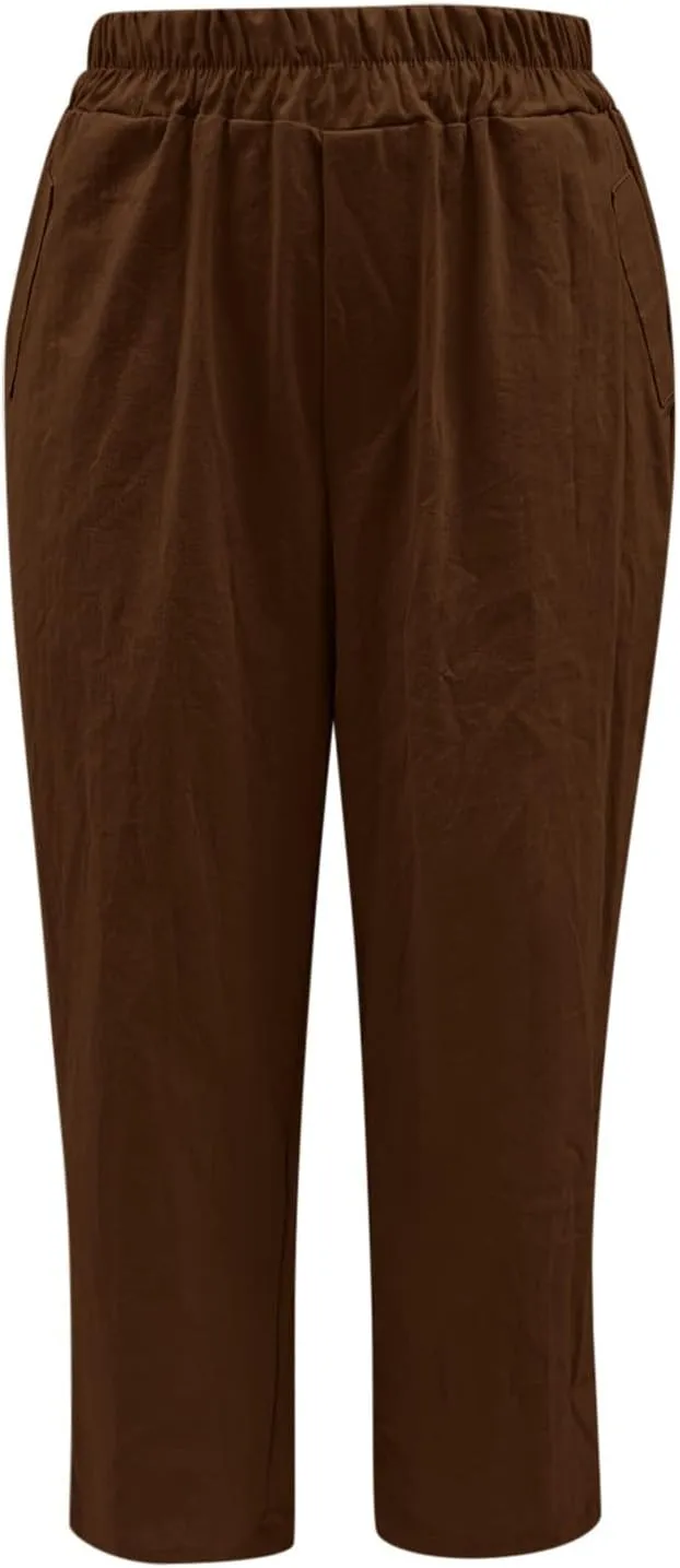 Womens Linen Pants Plus Size Palazzo Pants Wide Leg Pant Loose Fit Casual Comfy Lounge Flowy High Waist Trousers