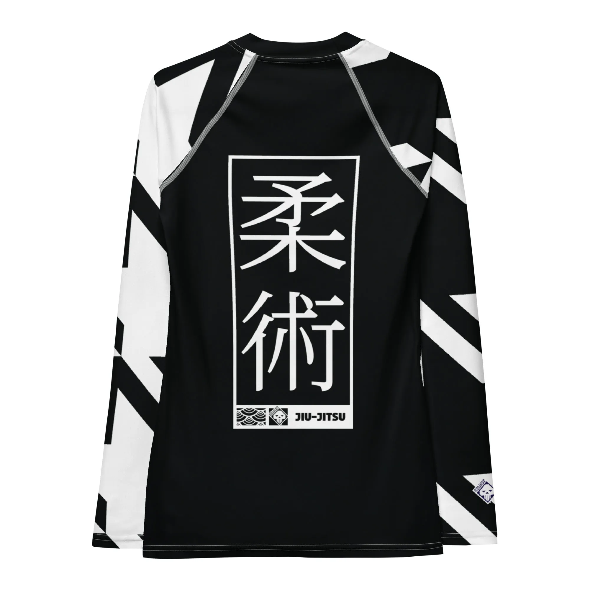 Womens Long Sleeve BJJ Rash Guard - Jiu-Jitsu 022 - Houndstooth 002 Noir