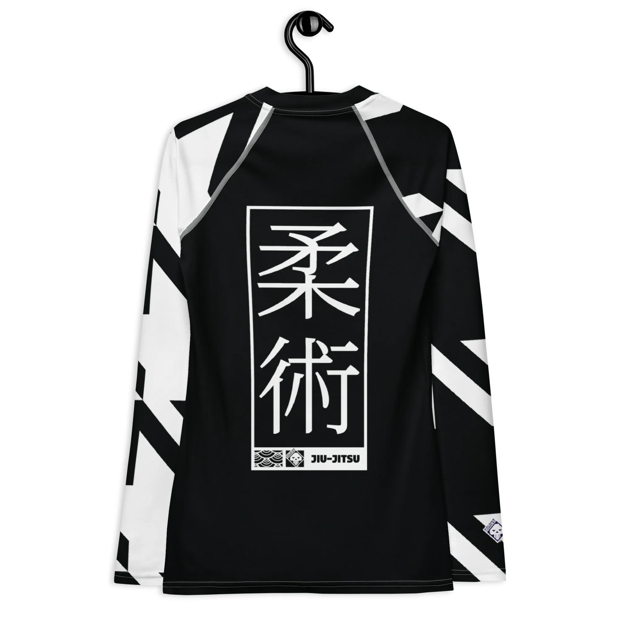 Womens Long Sleeve BJJ Rash Guard - Jiu-Jitsu 022 - Houndstooth 002 Noir