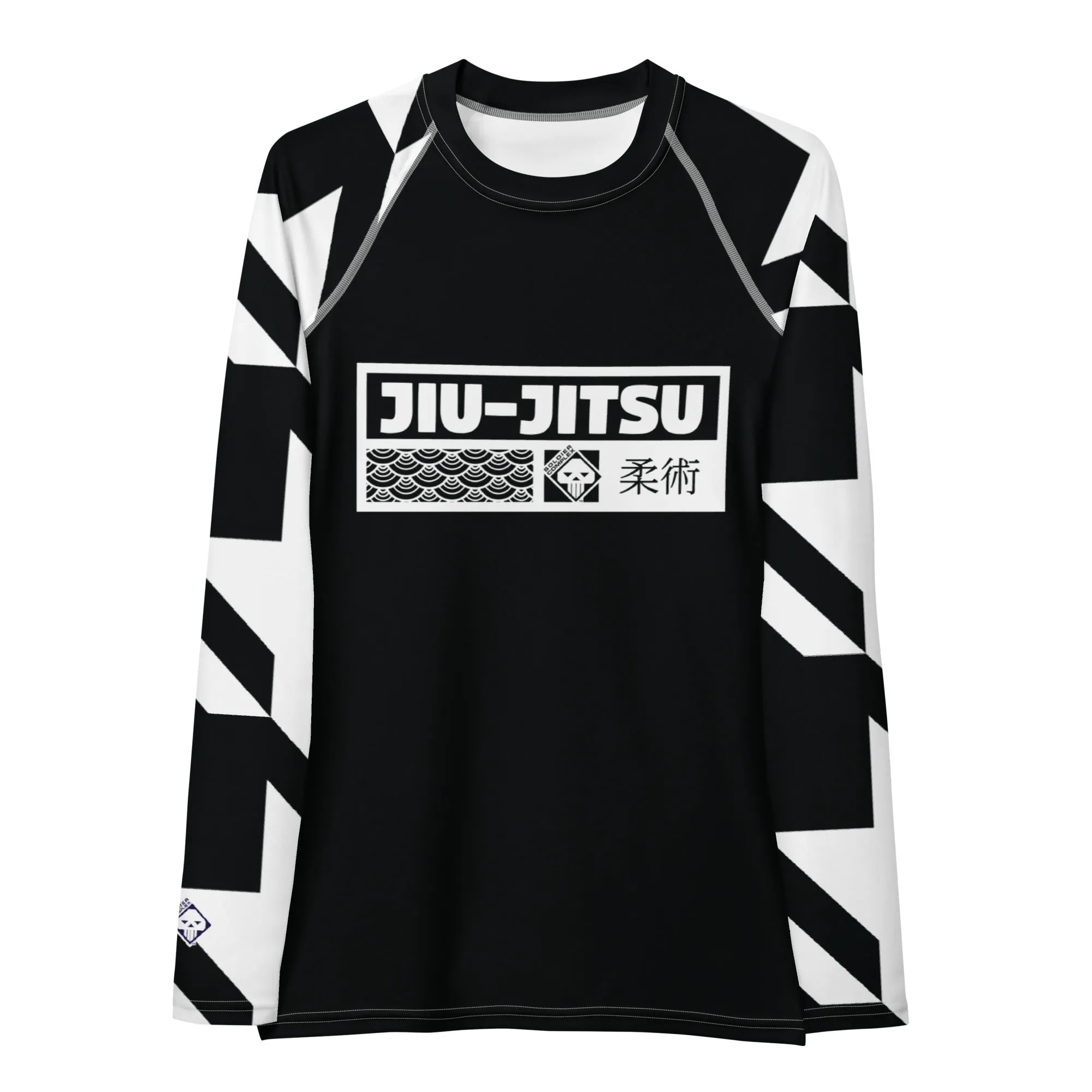Womens Long Sleeve BJJ Rash Guard - Jiu-Jitsu 022 - Houndstooth 002 Noir