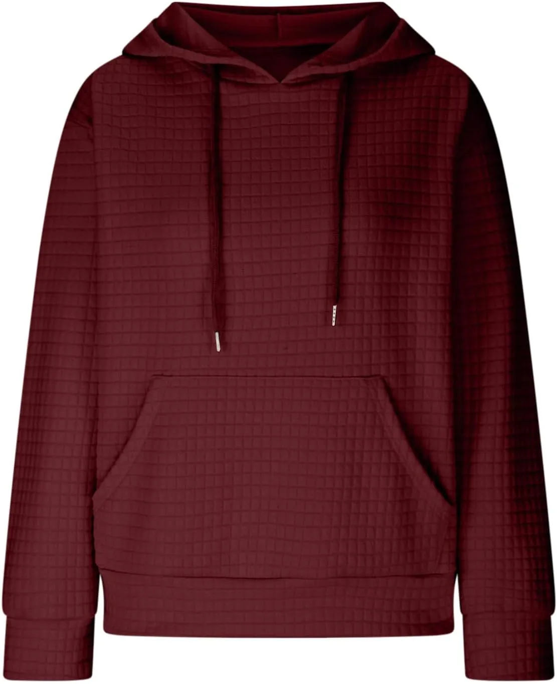 Women's Sweatshirt Casual Waffle Hoodies Drawstring Hooded Tops with Pockets Comfort Long Sleeve Pullover Hoodies