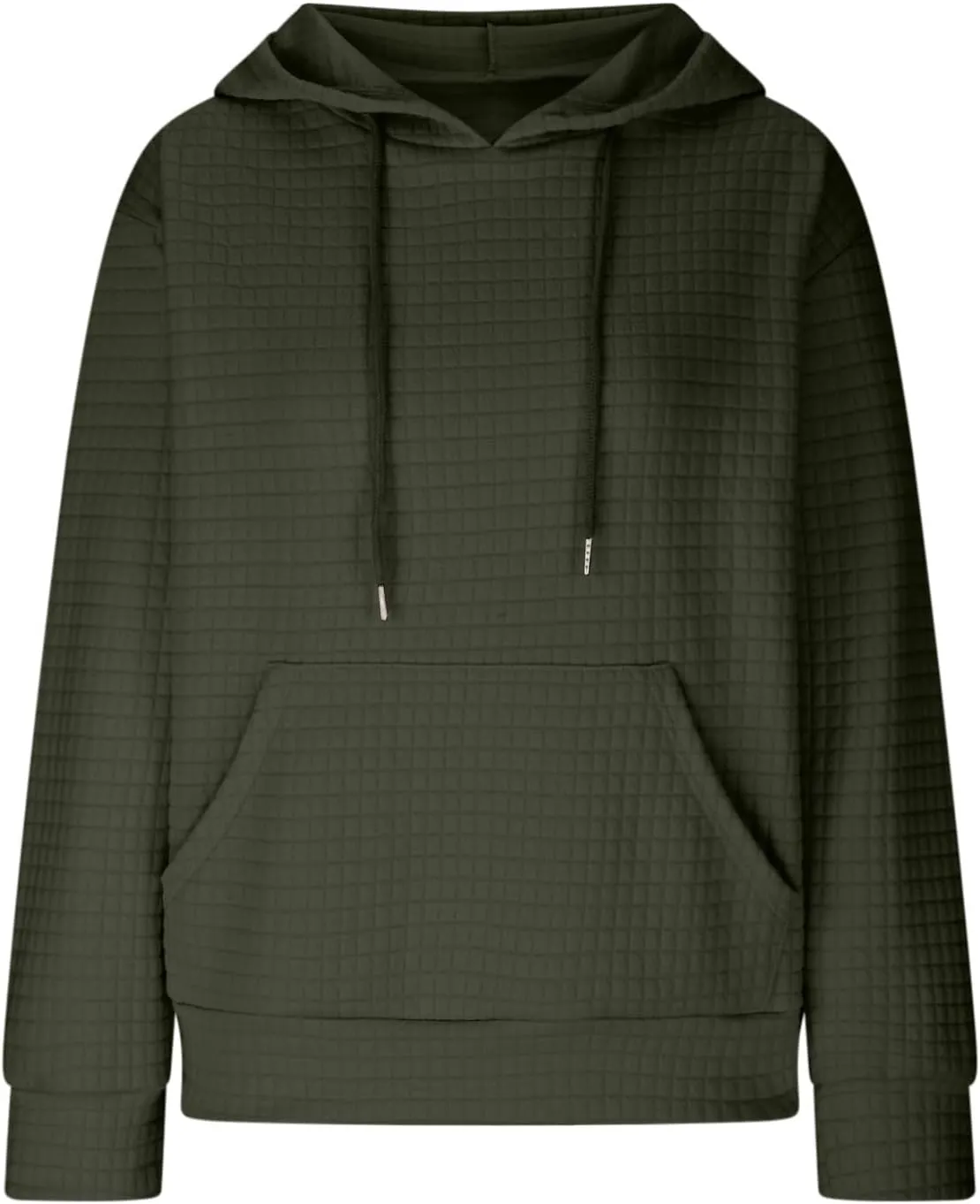 Women's Sweatshirt Casual Waffle Hoodies Drawstring Hooded Tops with Pockets Comfort Long Sleeve Pullover Hoodies