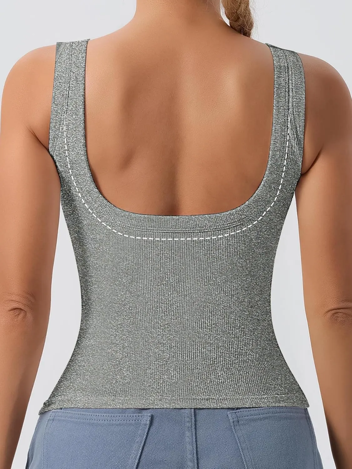 Women's U-Back Tank Top,Built-in Bra, Removable Pads for Gym, Outdoor & Yoga, Long-Lasting Comfort