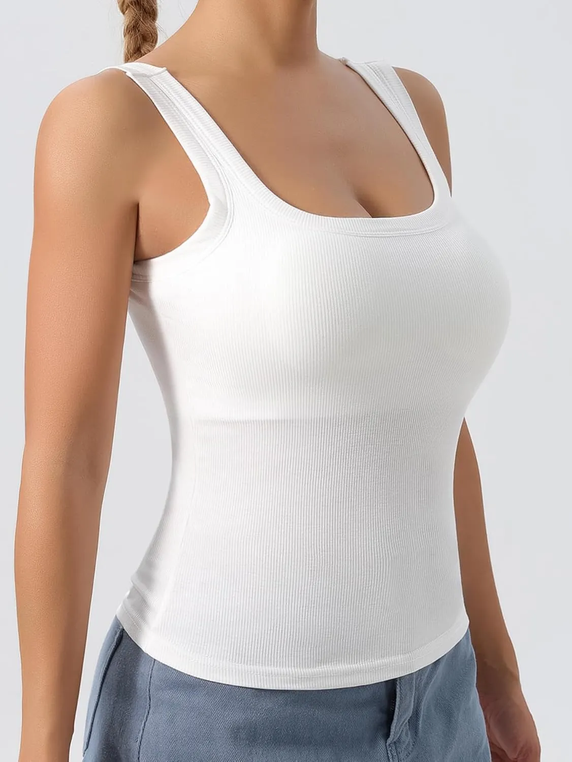 Women's U-Back Tank Top,Built-in Bra, Removable Pads for Gym, Outdoor & Yoga, Long-Lasting Comfort