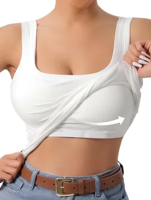 Women's U-Back Tank Top,Built-in Bra, Removable Pads for Gym, Outdoor & Yoga, Long-Lasting Comfort