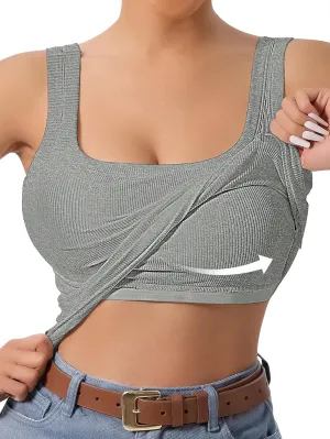 Women's U-Back Tank Top,Built-in Bra, Removable Pads for Gym, Outdoor & Yoga, Long-Lasting Comfort