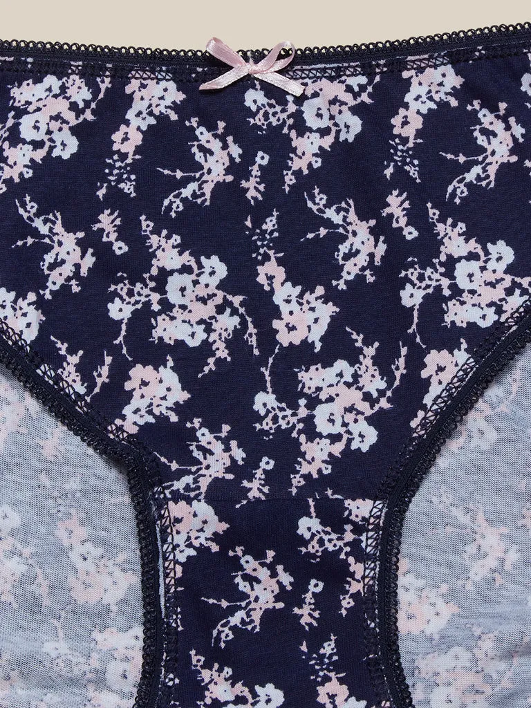 Wunderlove Navy Cotton Bikini Briefs - Pack of 4
