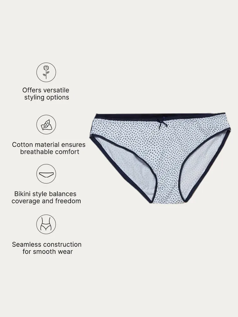 Wunderlove Navy Cotton Bikini Briefs - Pack of 4