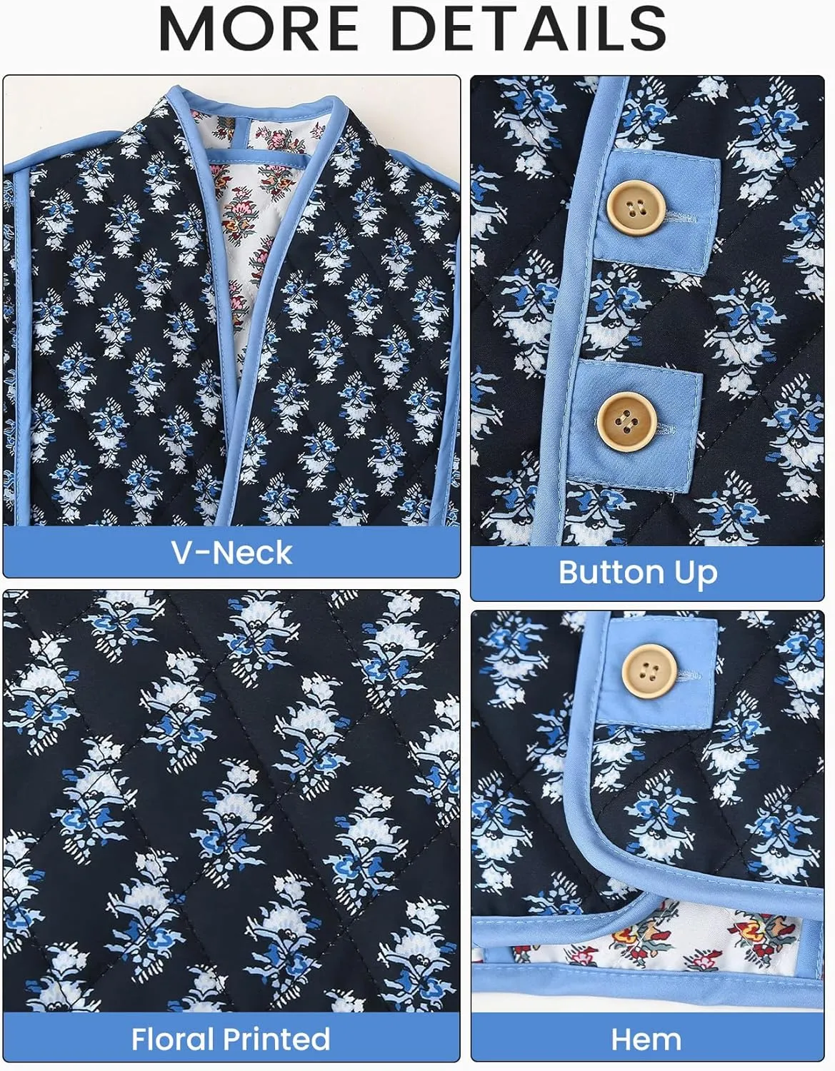 Wyeysyt Women's Cropped Quilted Puffer Jacket Cardigan Floral Printed Button Up Long Sleeve Padded Quilted Short Puffer Coats