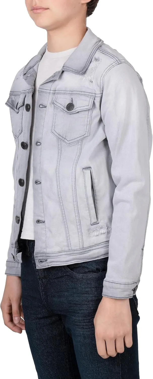 X RAY Boys Denim Jacket (Sizes 8-18), 100% Cotton & Cotton Flex Washed Fall Outerwear Trucker Casual Jean Jacket for Boys