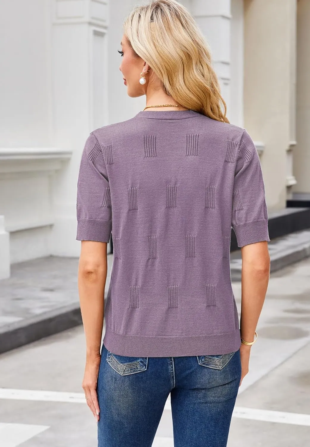 Yekaty Short Sleeve Cardigans for Women Lightweight Summer Sweaters Cropped V Neck Button Bolero Sweater