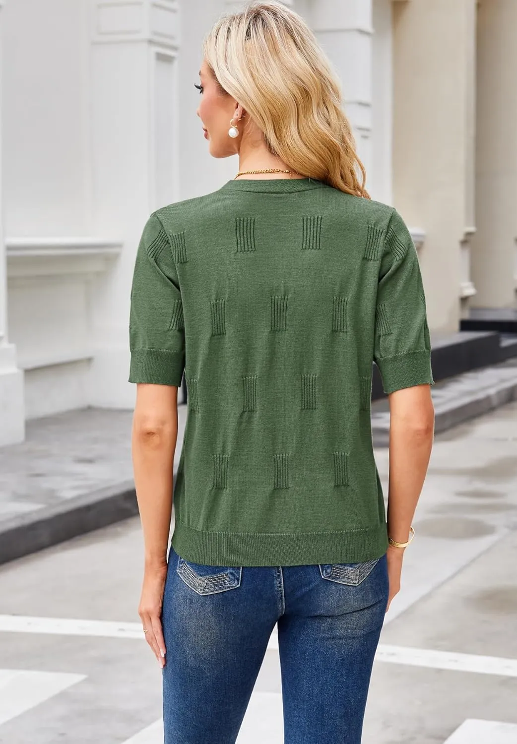 Yekaty Short Sleeve Cardigans for Women Lightweight Summer Sweaters Cropped V Neck Button Bolero Sweater