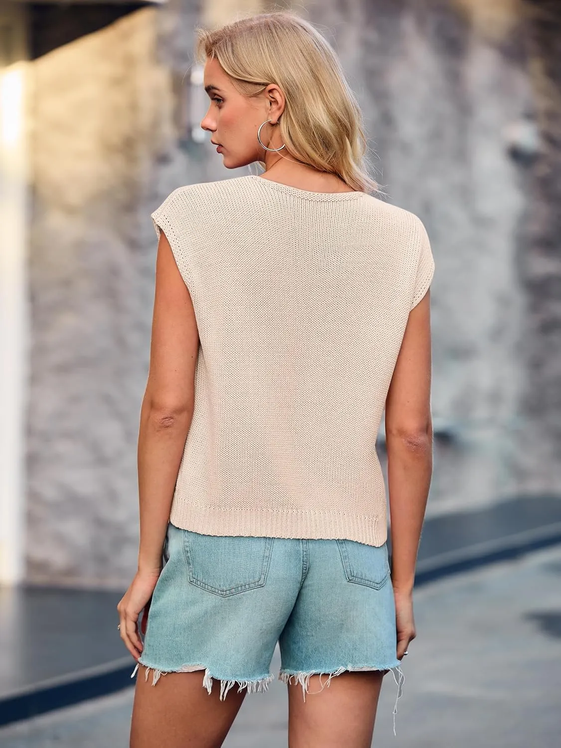 Yousify Open Front Tie Sweater Vest for Women Lightweight Summer Sleeveless Cardigan Tank Tops S-2XL