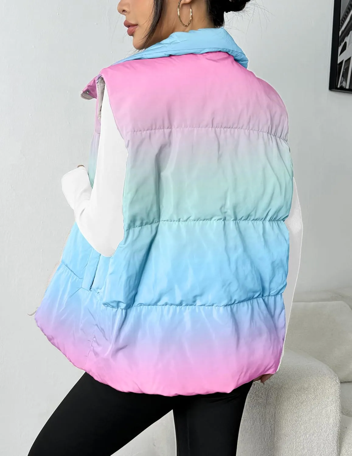 Zeagoo Women Puffer Vest Lightweight Stand Collar Sleeveless Winter Warm Zip Up Padded Outerwear Jackets with Pockets S-XXL