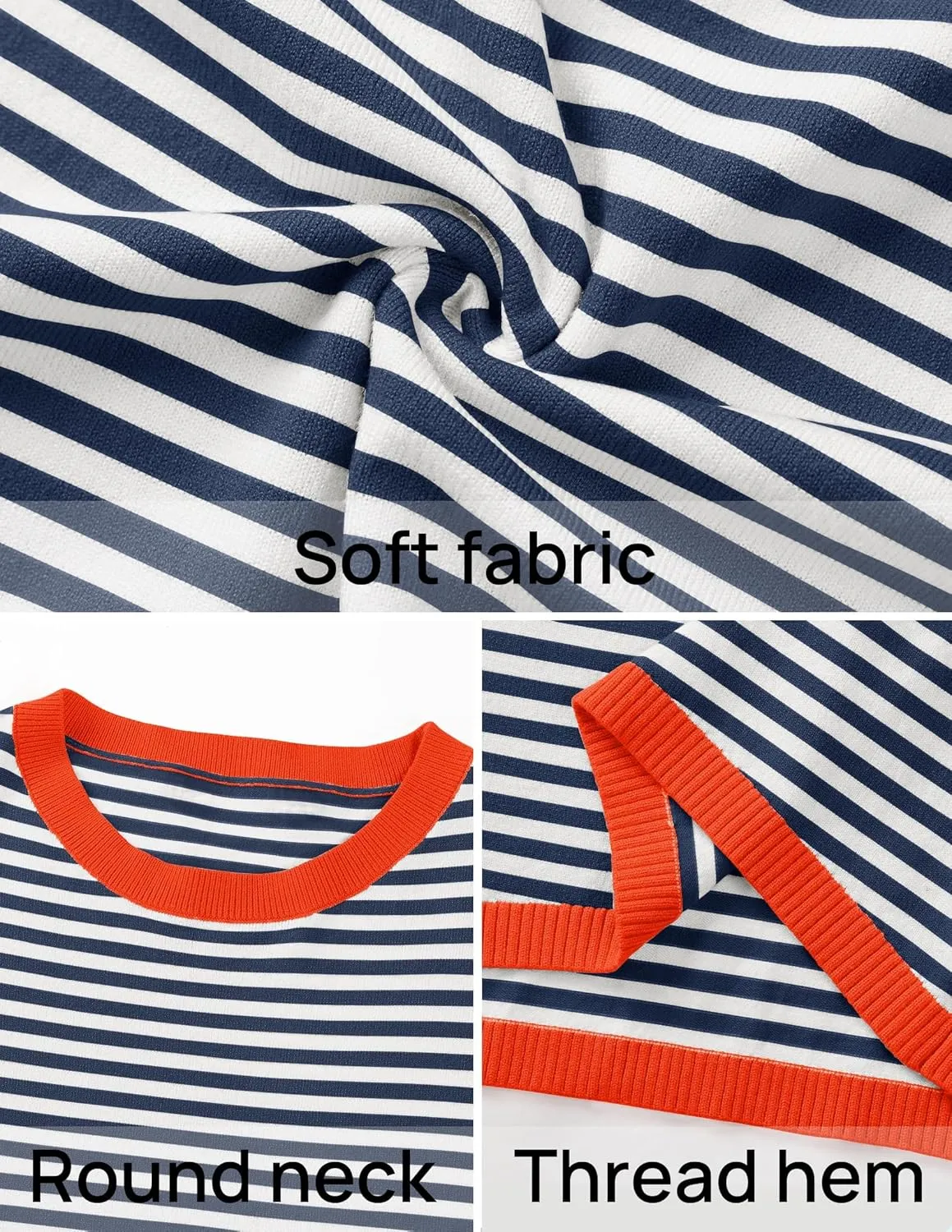 ZESICA Womens Spring Striped Sweaters Long Sleeve Crew Neck Shirts Color Block Lightweight Pullover Tops